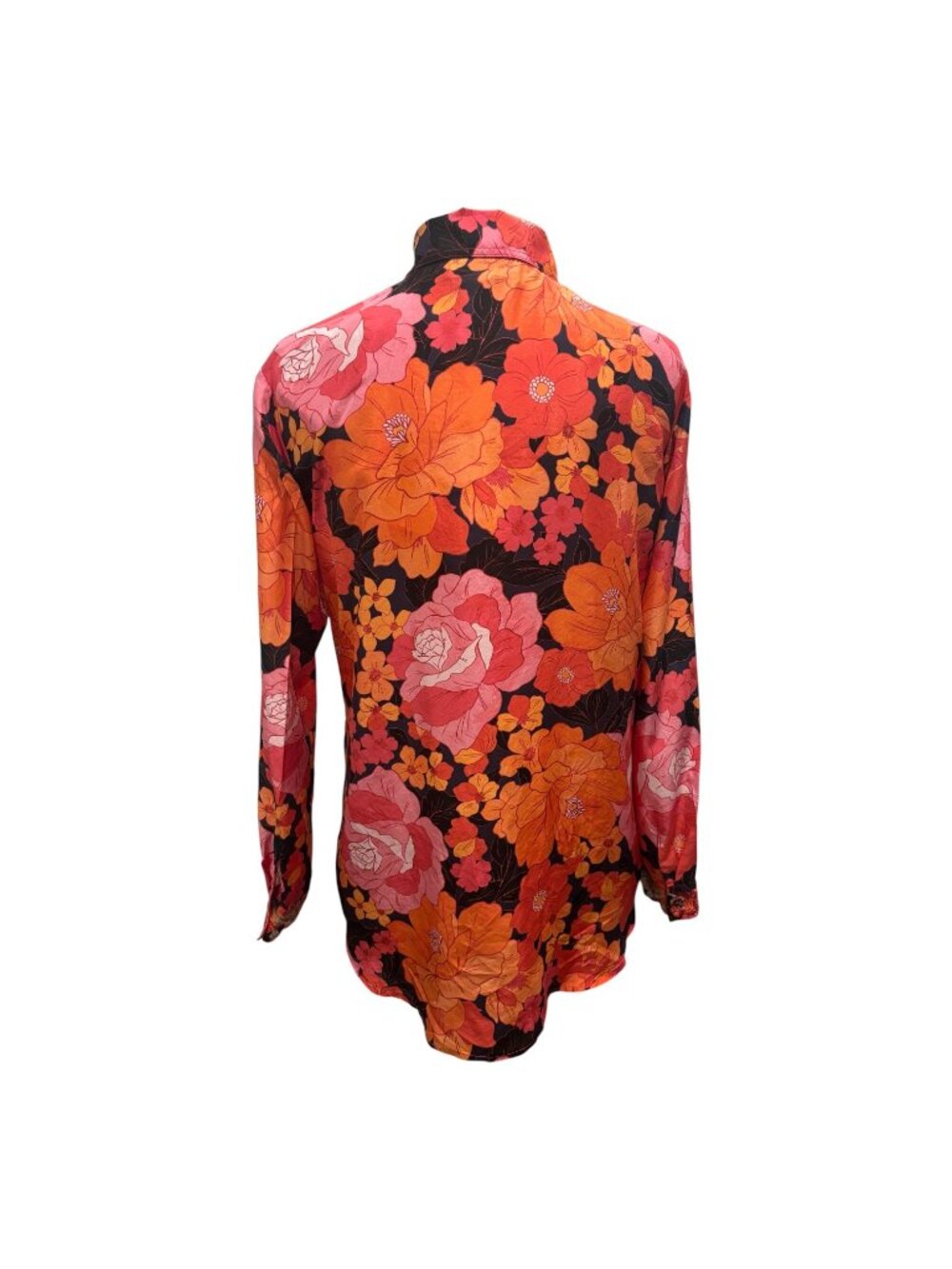 Johnny Was Workshop Silk Floral Button Front Blouse Top Small Pink Orange - Picture 4 of 9